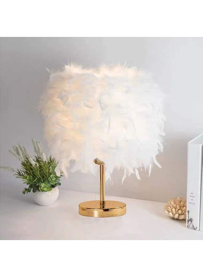 LED Feather Detail Table Lamp White