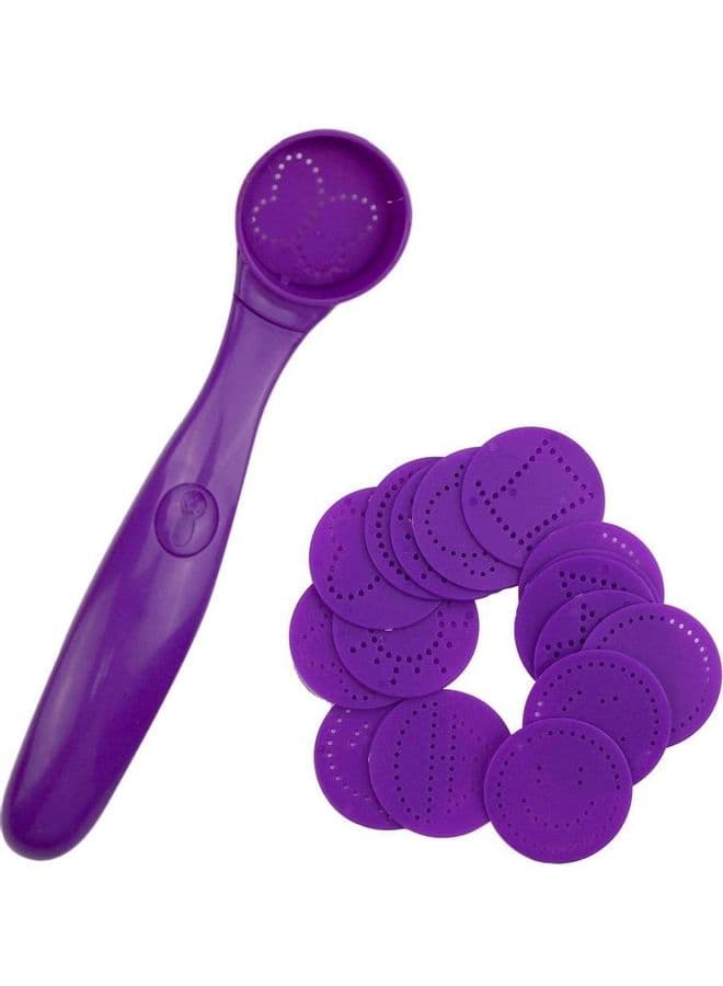 16-Piece Templates Coffee Art Stencils Spice Carving Tools With Mold Spoon Purple