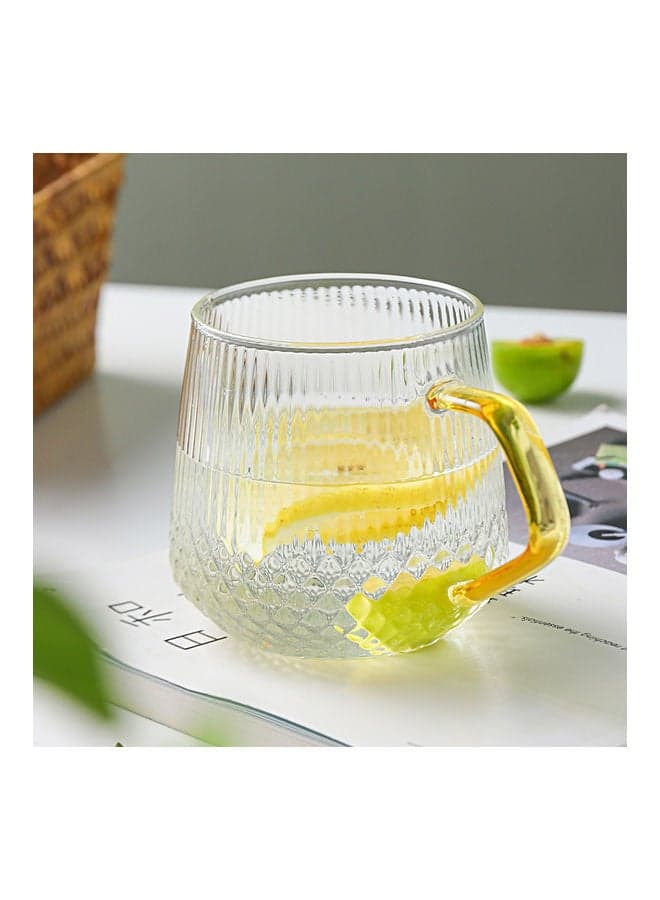 Relief Square Handle Cup Glass Clear 9.5x9.5x9cm