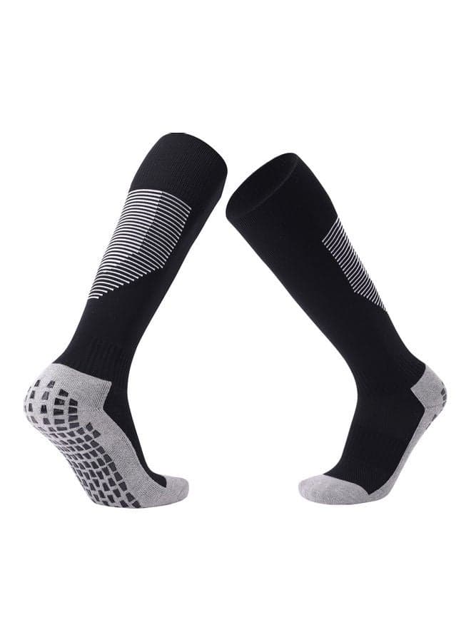 Cushion Football Socks Over the Calf Non Slip Grip One Pair Black 14*3*12cm