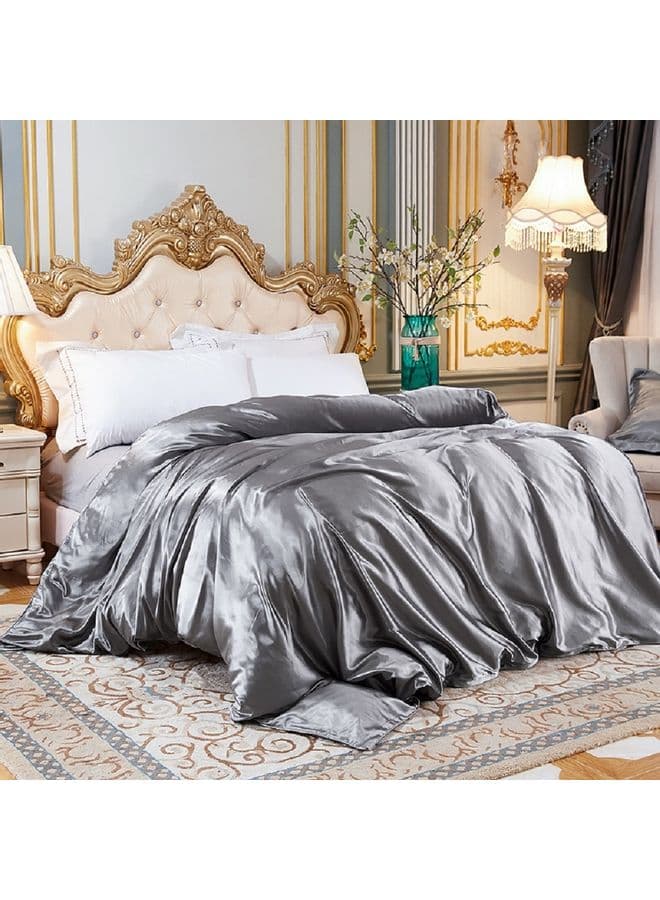 4-Piece Quilt Cover Silk Grey 200 x 220cm