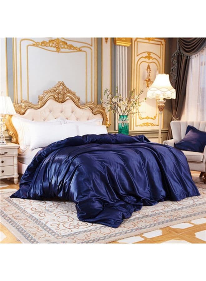 4-Piece Quilt Cover Set Silk Blue 220 x 230cm