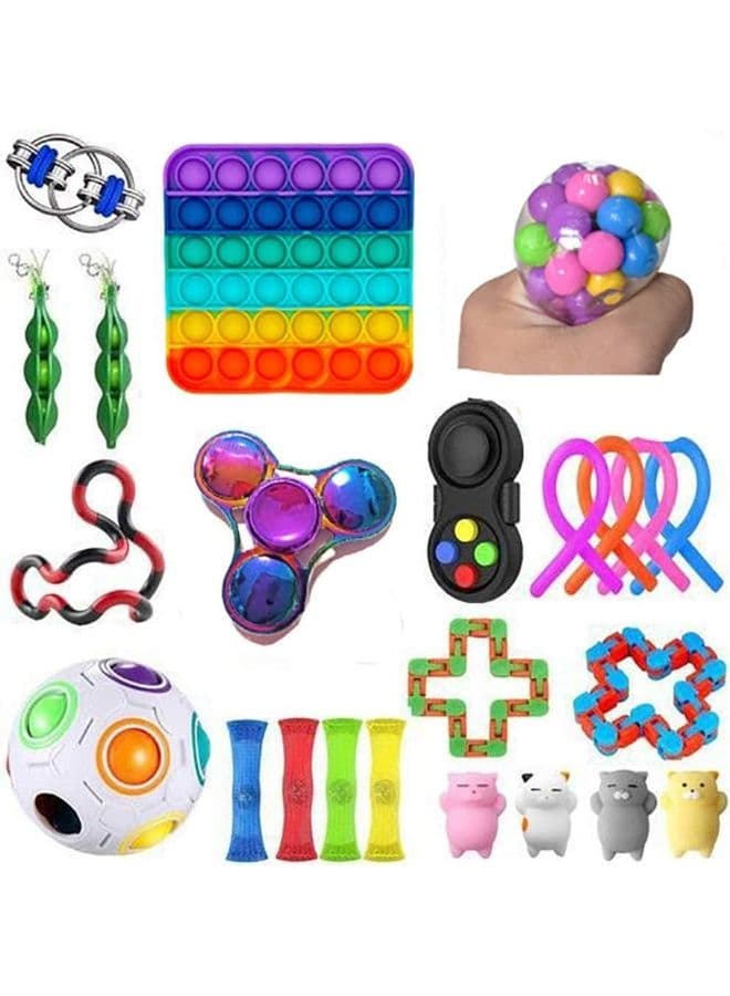 23-Piece Push Pop Mini Bubble Erogonomic Sensory Squeeze Fidget Stress Relieve Squishy Toy Set