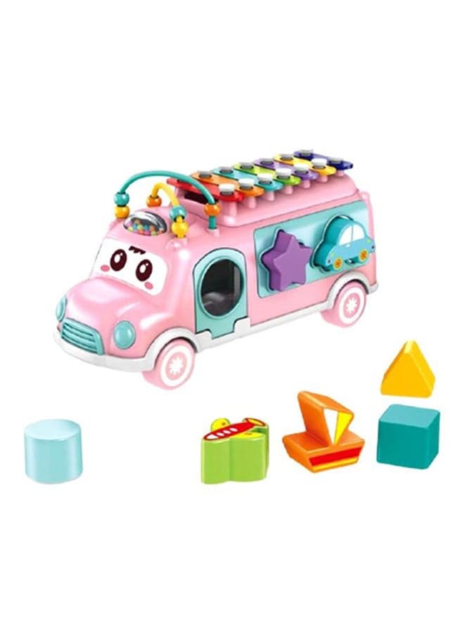 Musical Happy Bus With Xylophone And Shape Sorter Educational Learning Toy For Kids 30x19.2x10.9cm
