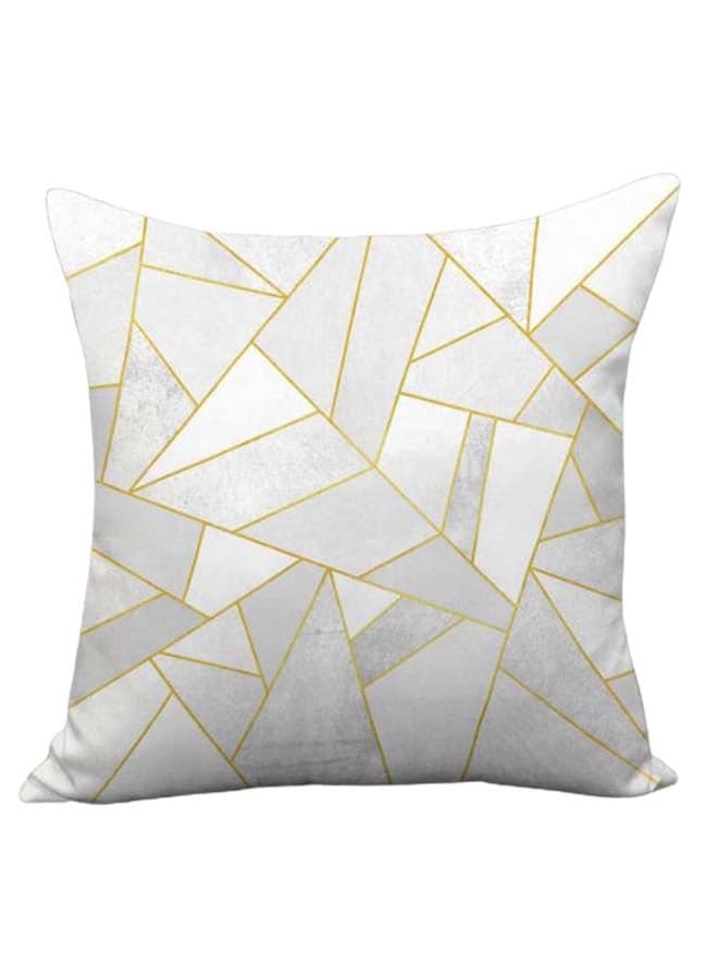 Graphic Geometric Pattern Throw Pillow Case Cushion Cover White/Grey/Gold 45 x 45cm