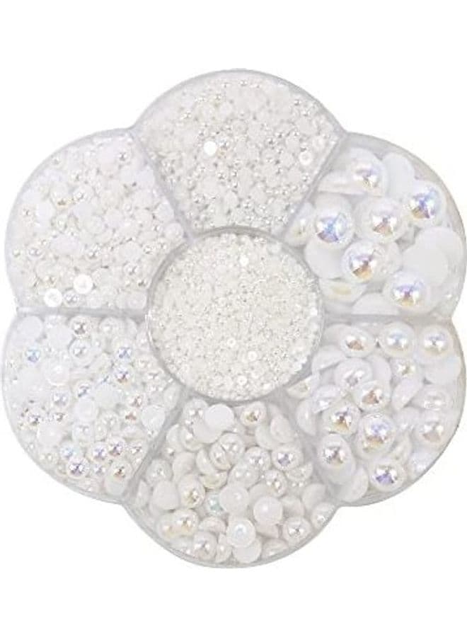 5600-Piece Mixed Size DIY Half Pearl Bead with Plastic Box