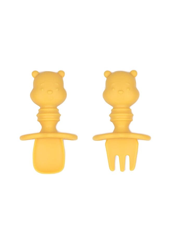 Winnie The Pooh Silicone Chewtensils, Baby Fork And Spoon Set