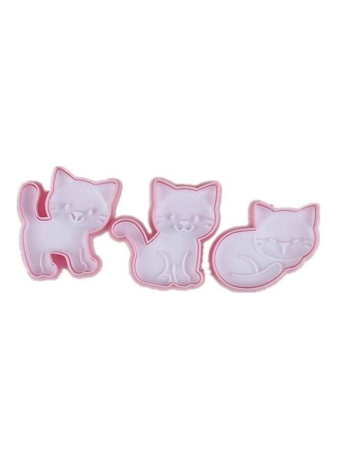 3-Piece Cat Shaped Mold Set White/Pink 29.10x6x11.40cm