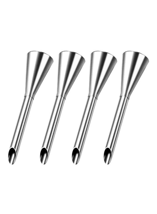 4-Piece Cake Decorating Tip Set Silver 3inch