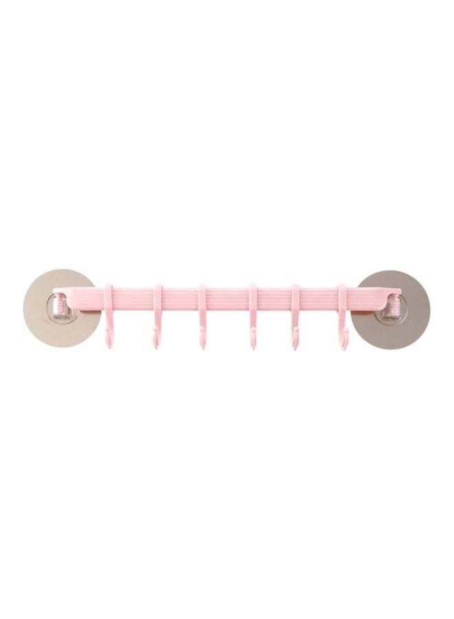 Six Row Hook Hanger Pink 37x7cm