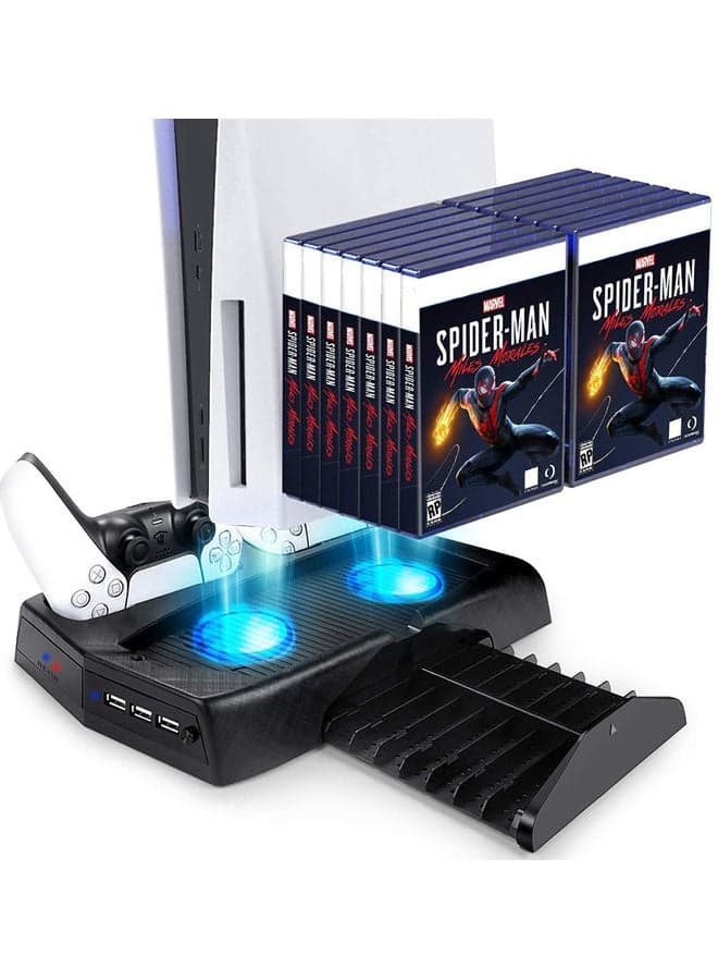 Charging Cooling Fan Base With Storage Disc Rack - wireless