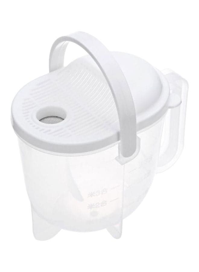 Rice Washing Bowl With Strainer Cover White/Clear