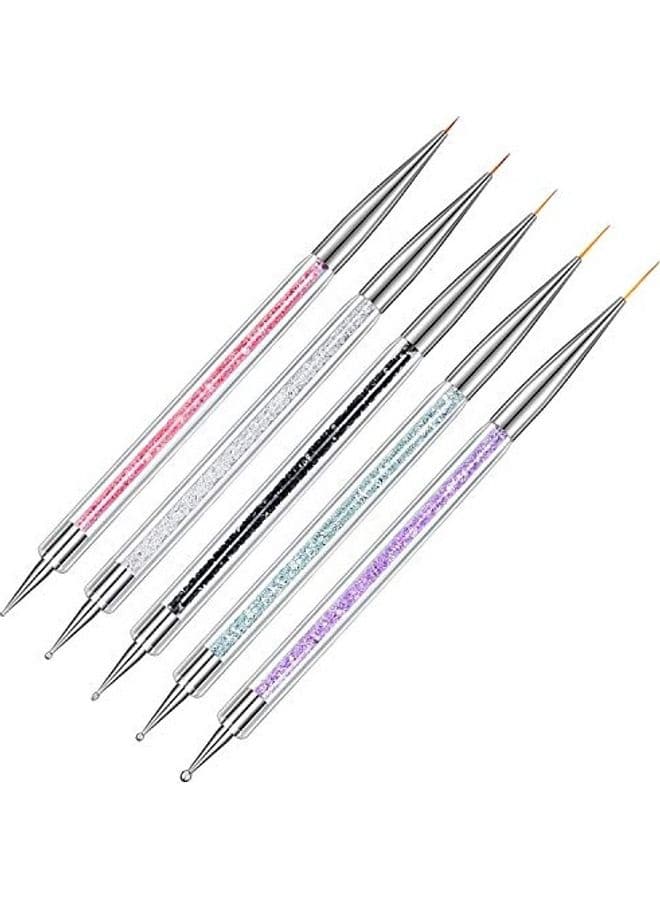 5 Piece Nail Art Brush Set Rhinestone And Nail Dotting Tools Multicolour