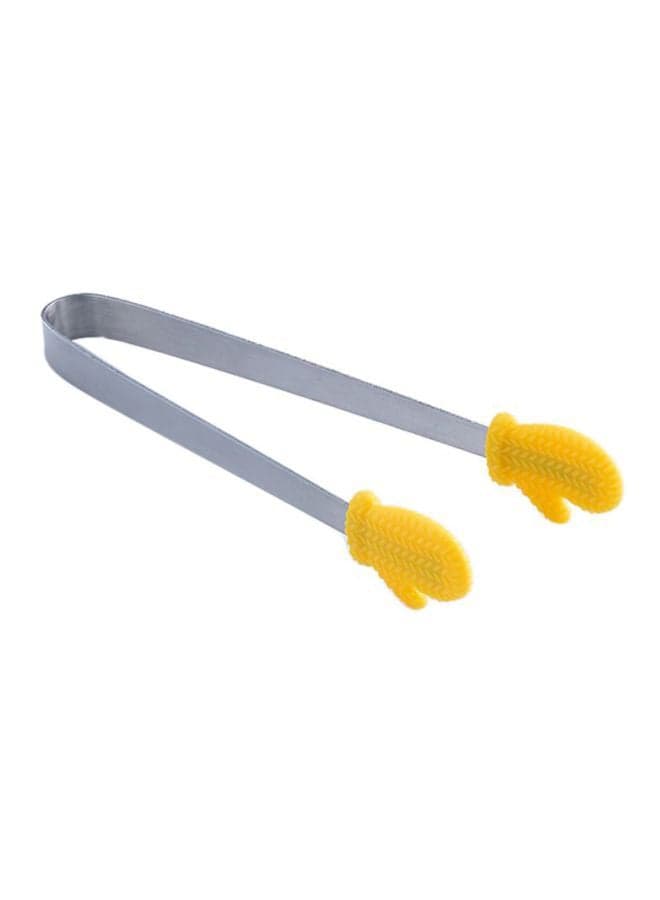 Set Of 2 Hand Shape Sugar Tong Silver/Yellow