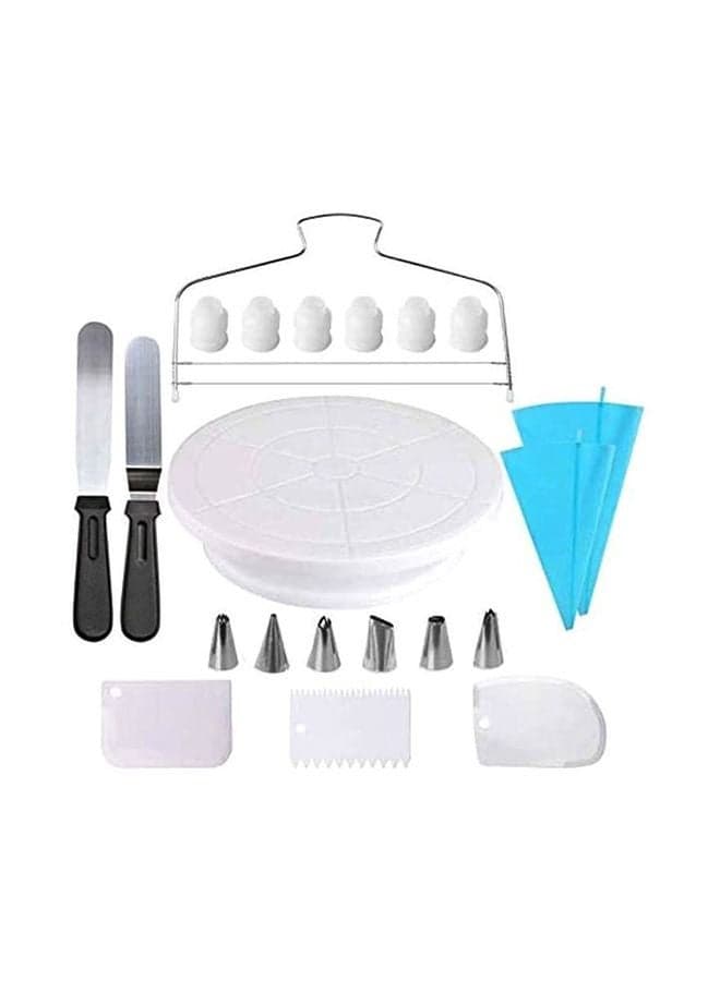21-Piece Cake Decorating Kit White/Silver/Blue 28cm