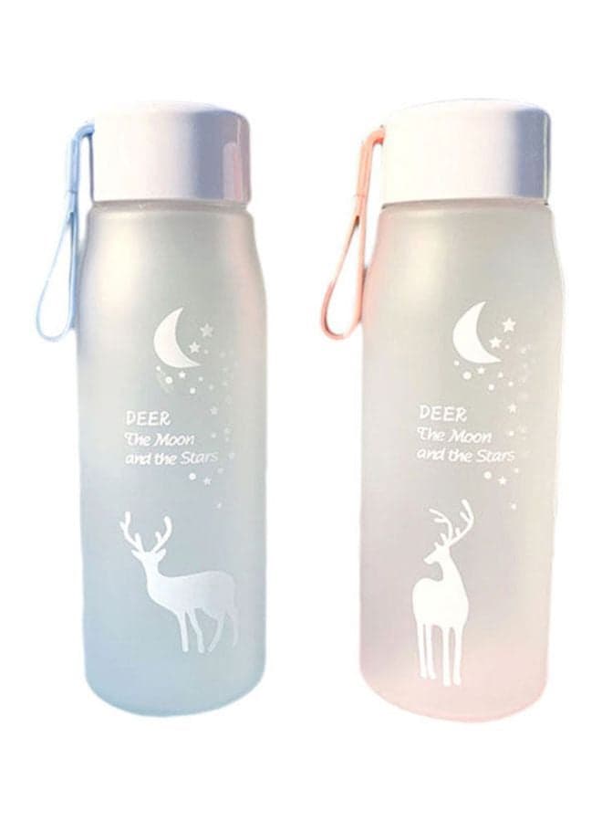 2-Piece Portable Water Bottle Set Blue/Pink 20x6.5cm