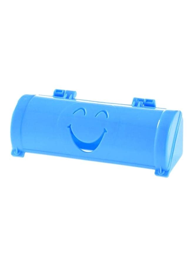 Smile Face Garbage Bags Storage Box Blue 18.6x7x6.3cm