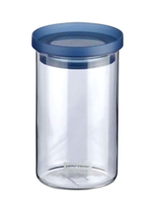 Round Shape Food Storage Jar Clear/Blue 10.3x17.2x10.3cm