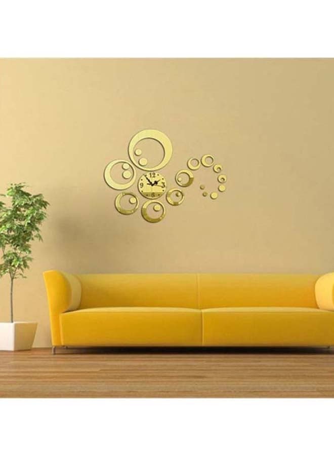 15-Piece Decorative Clock Style Wall Sticker Set Gold 20cm