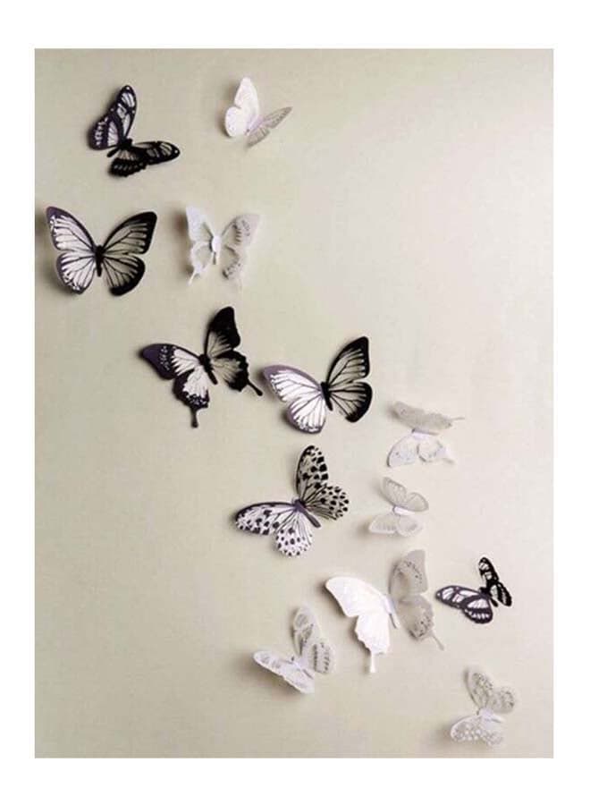 13-Piece Glowing 3D Butterfly Wall Sticker Set Black/White