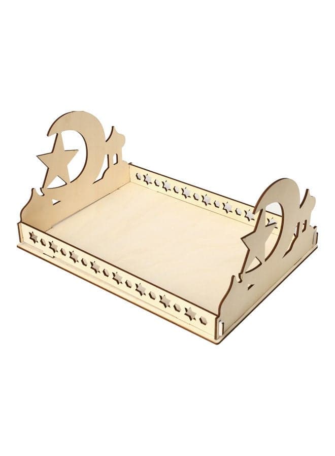 Wooden Ramadan Table Tray Beige 35.8x25.9x17.3cm