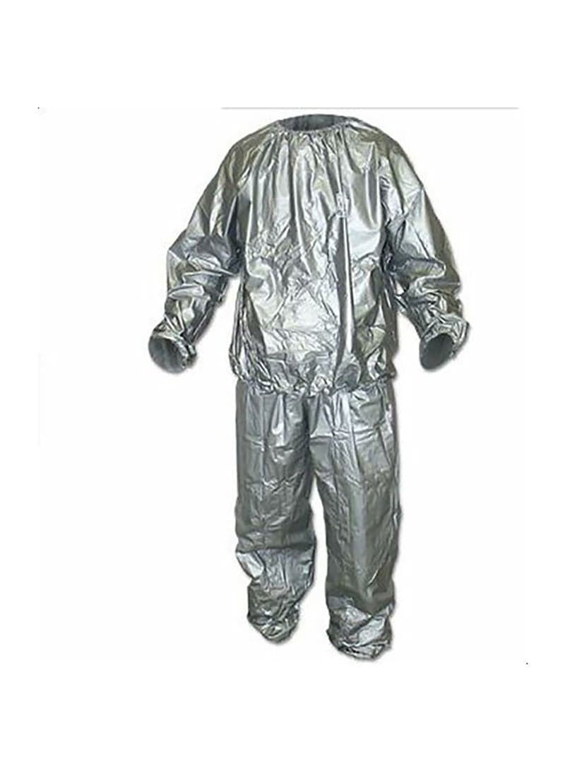 2-Piece Pvc Sauna Suit Outfit With Elastic Waist Set
