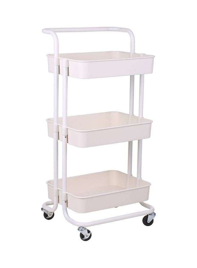 3 Tier Rolling Metal Utility Storage Cart White