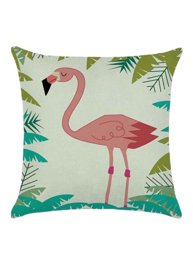 Flamingo Printed Cushion Cover Cotton Blend Multicolour 45 x 45cm