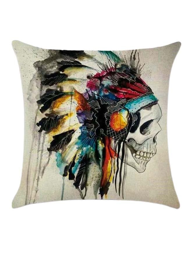 Skull Printed Cushion Cover Cotton Blend Multicolour 45 x 45cm