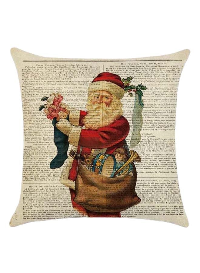 Santa Printed Cushion Cover Cotton Blend Multicolour 45 x 45cm
