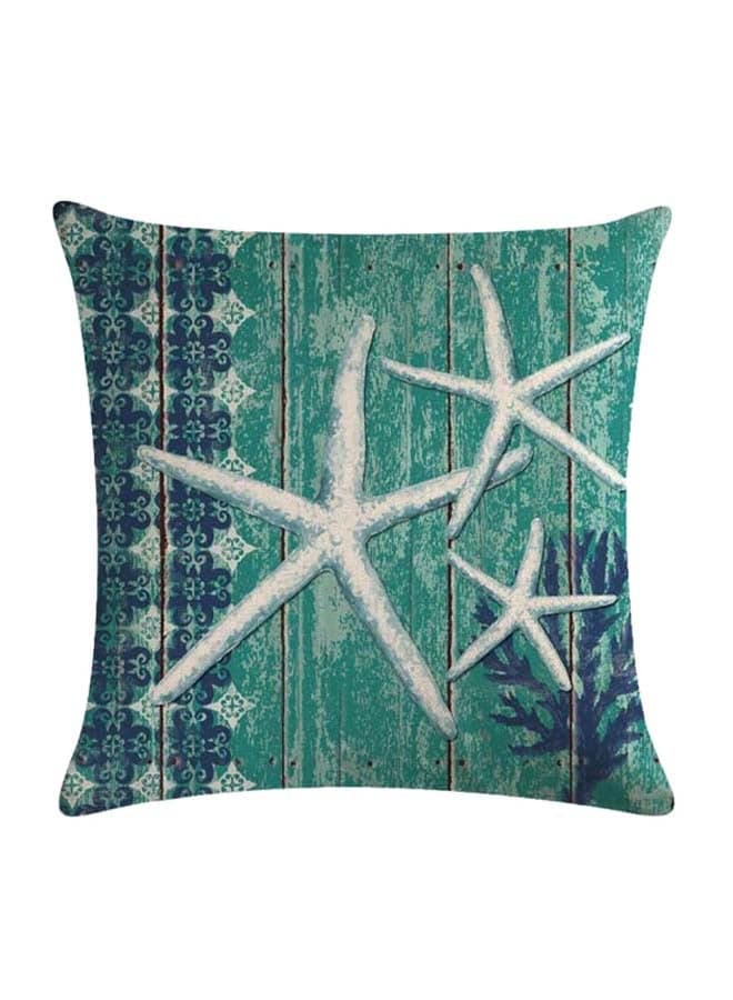 Star Fish Printed Cushion Cover Cotton Blend Multicolour 45 x 45cm