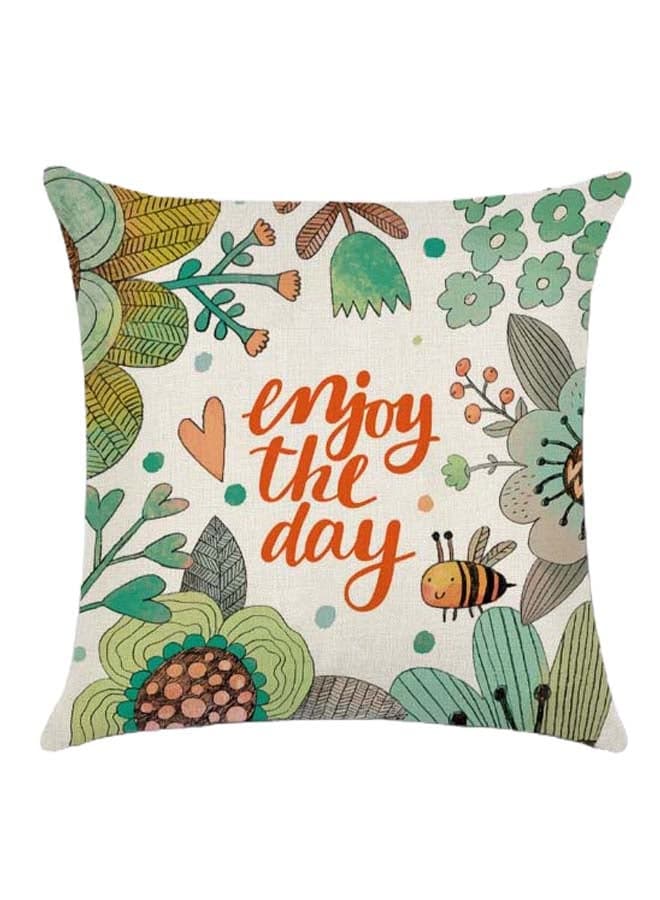 Quote Printed Cushion Cover Cotton Blend Multicolour 45 x 45cm