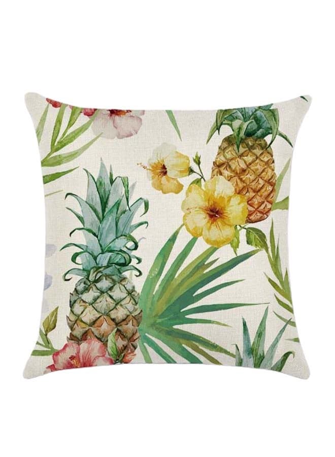 Pineapple Printed Cushion Cover Cotton Blend Multicolour 45 x 45cm