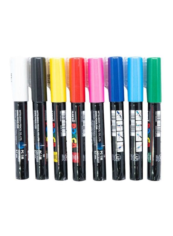 8-Piece Bullet Shaped Paint Marker Set 0.9-1.3 mm Multicolour