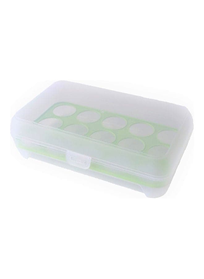 15 Grid Egg Storage Box Clear/Green 26x17x7cm