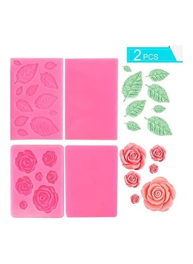 2-Piece Rose and Leaves Silicone Mold Set