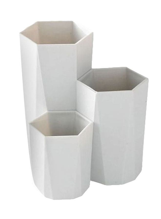 3-In-1 Makeup Brush Storage Box White