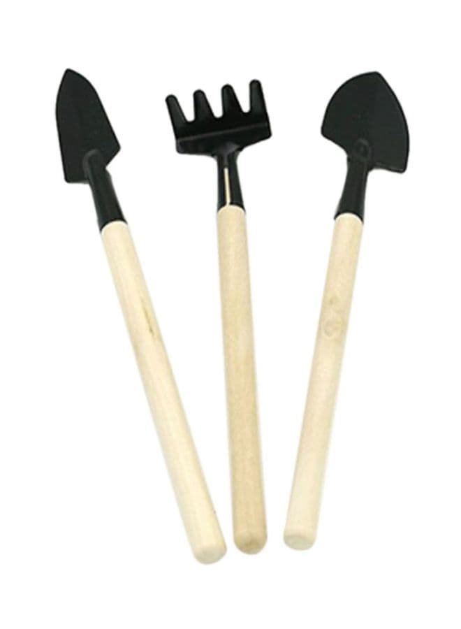3-Piece Garden Mini Tool Set Black/Beige