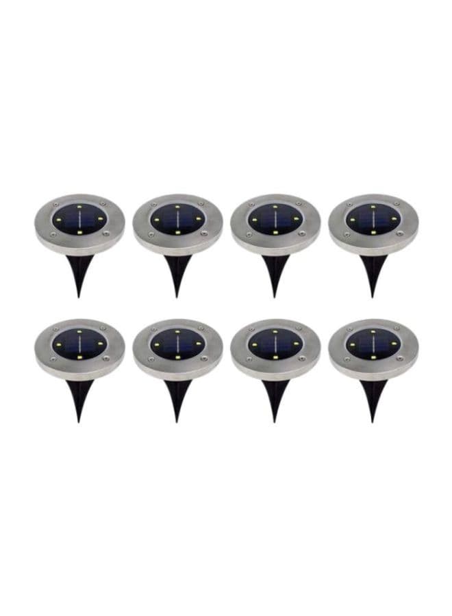 8-Piece 4 LED Solar Power Light Set Black/Blue/Silver