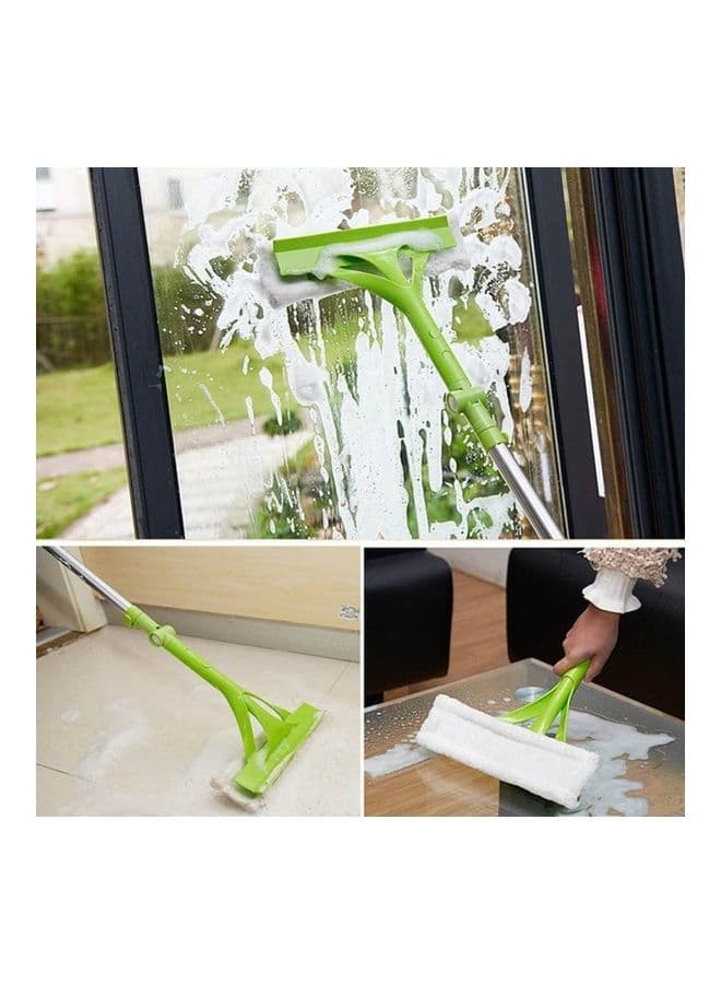 Foldable Handle Cleaning Glass Sponge Mop Cleaner Green/Silver