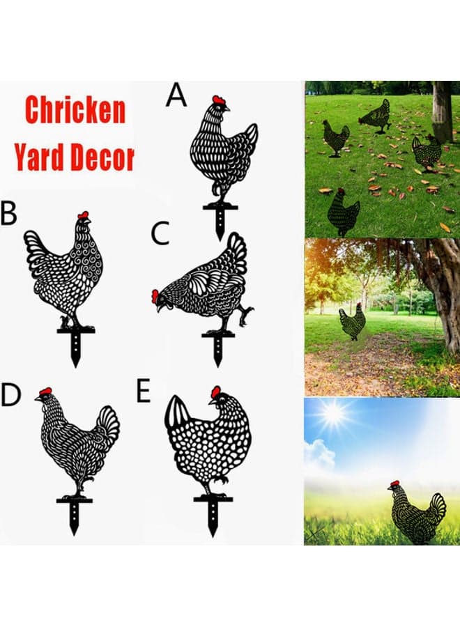 5-Piece Chicken Yard Art Set Black