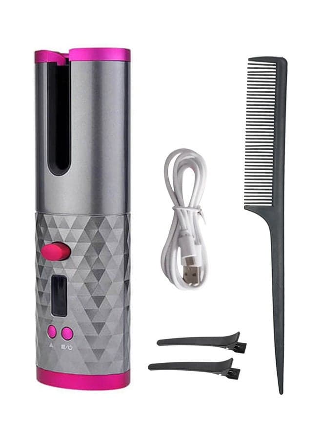 Cordless Auto Rechargeable Curler Silver/Pink 25x9x11cm