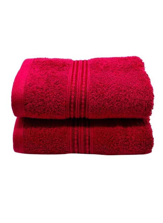 2-Piece Cotton Hand Towel Set Maroon 40x70cm