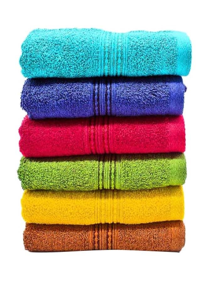 6-Piece Cotton Hand Towel Set Multicolour 40x70cm