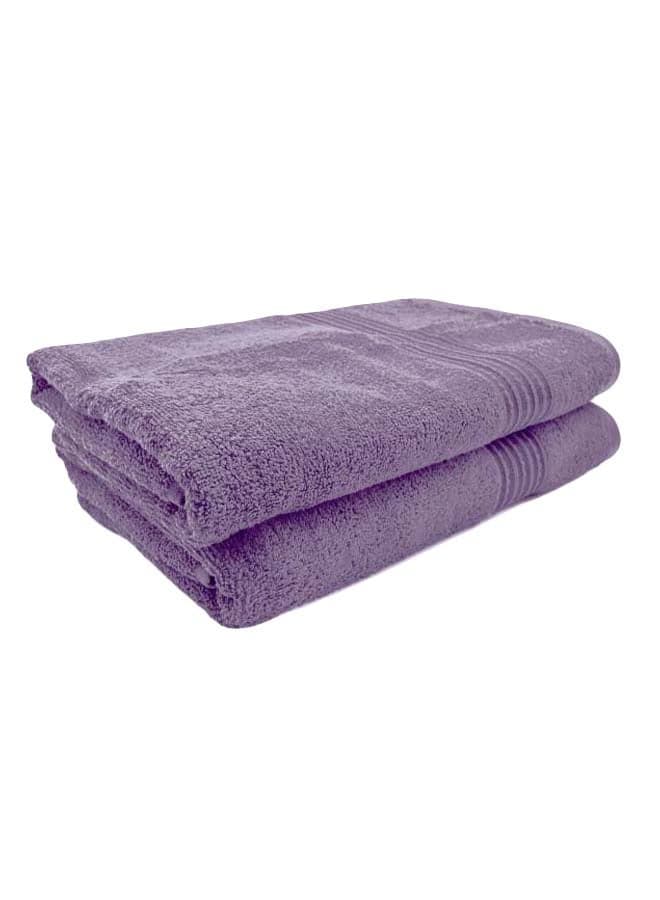 2-Piece Cotton Bath Towel Set Violet 70x140cm