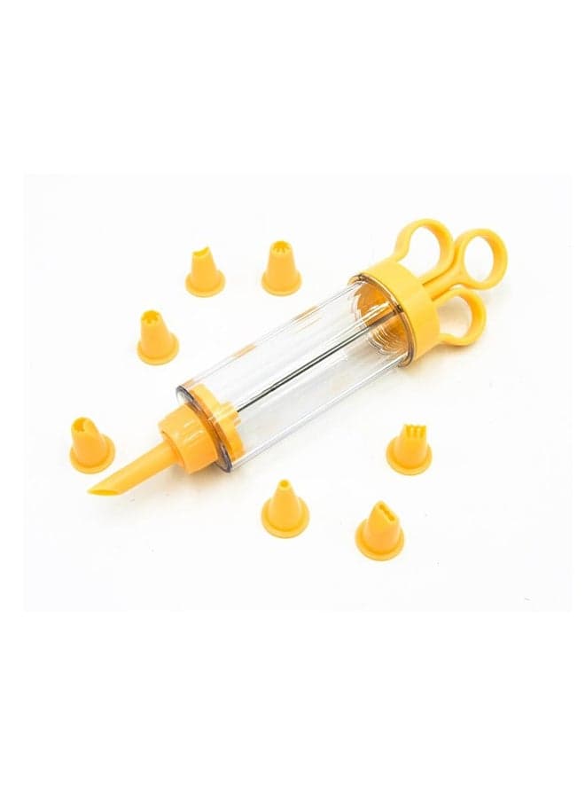 Piston Cake Decorator With 8 Nozzles Yellow