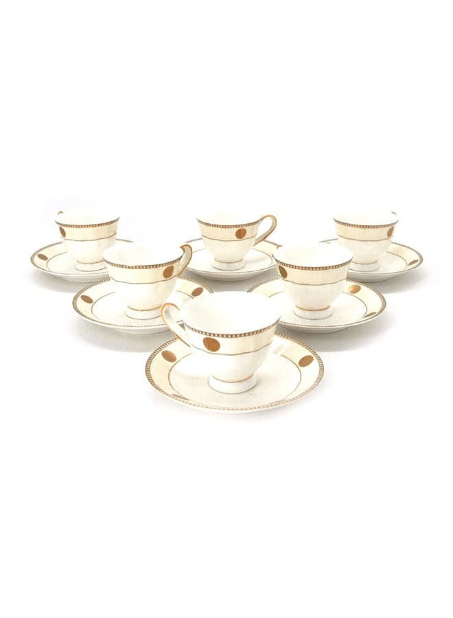 12-Piece Cup And Saucer Set White