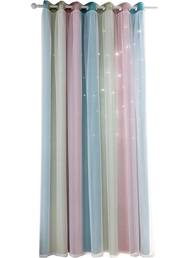 2 Piece Star Hollow Style Curtains Multicolour 108x53inch