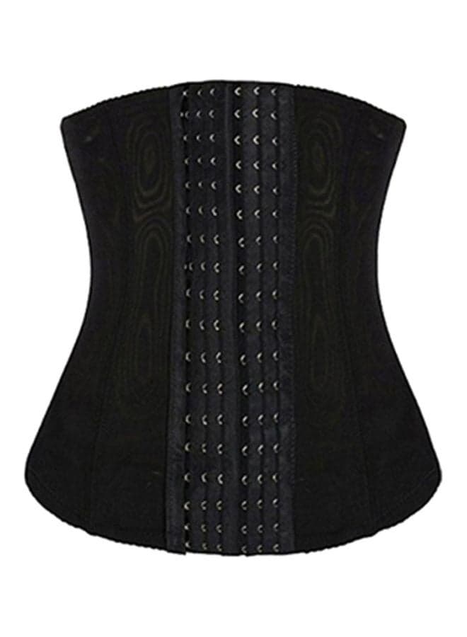 6-Hook Embroidered Corset Shaper Black