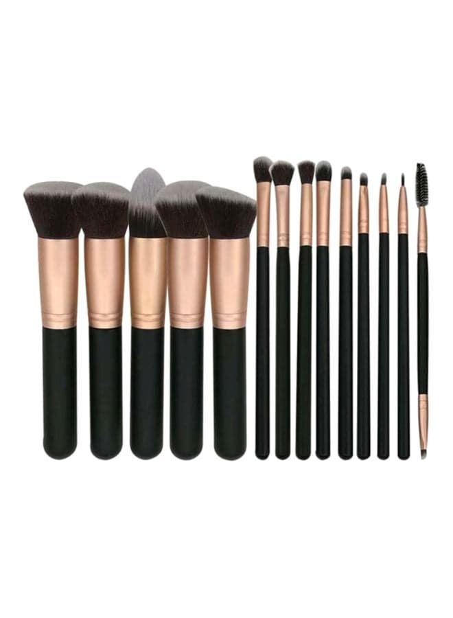 14-Piece Makeup Brush Set Black/Rose Gold